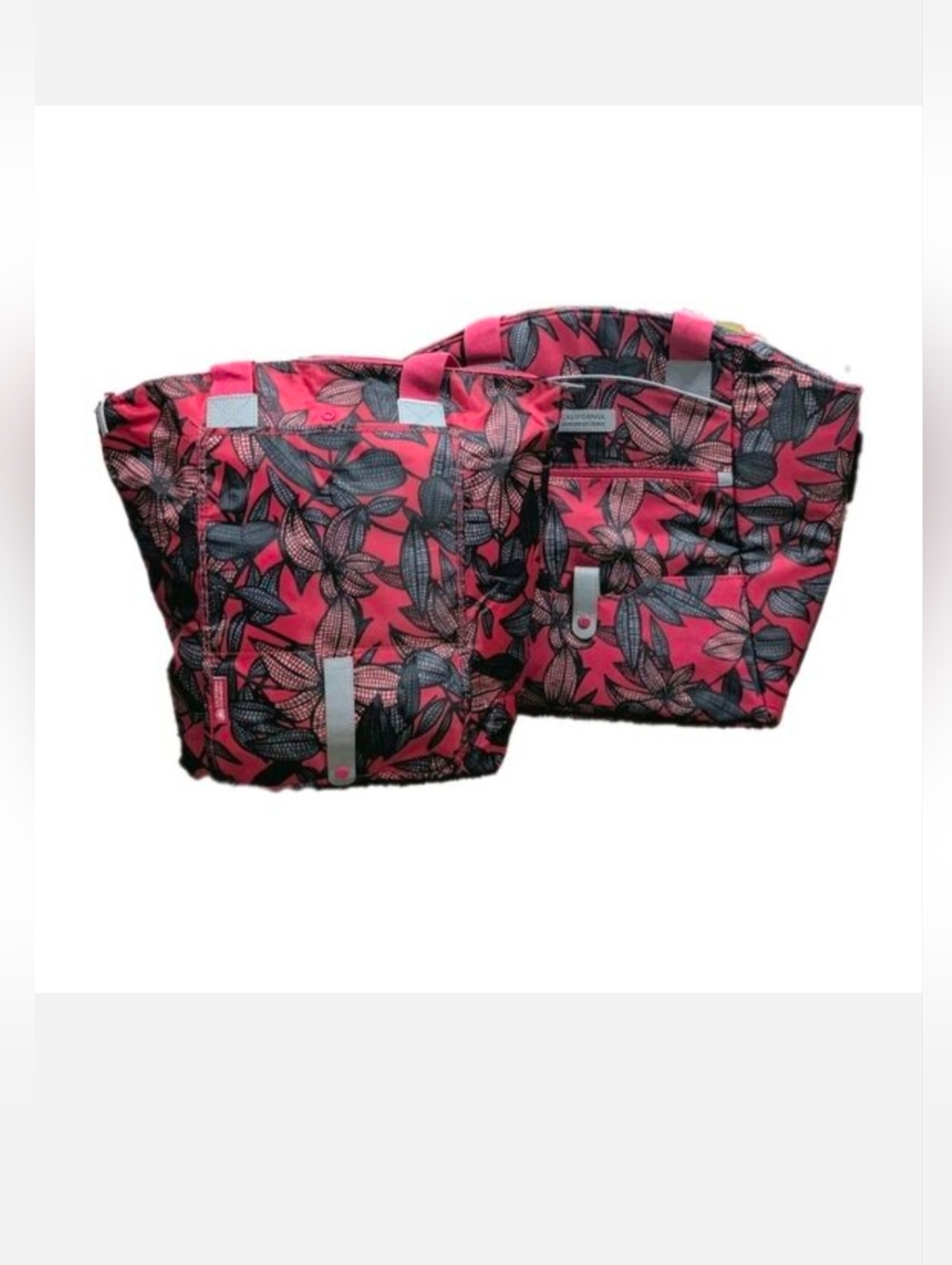 California Innovations Pink Floral Foldable Insulated Market Totes Set Of 2